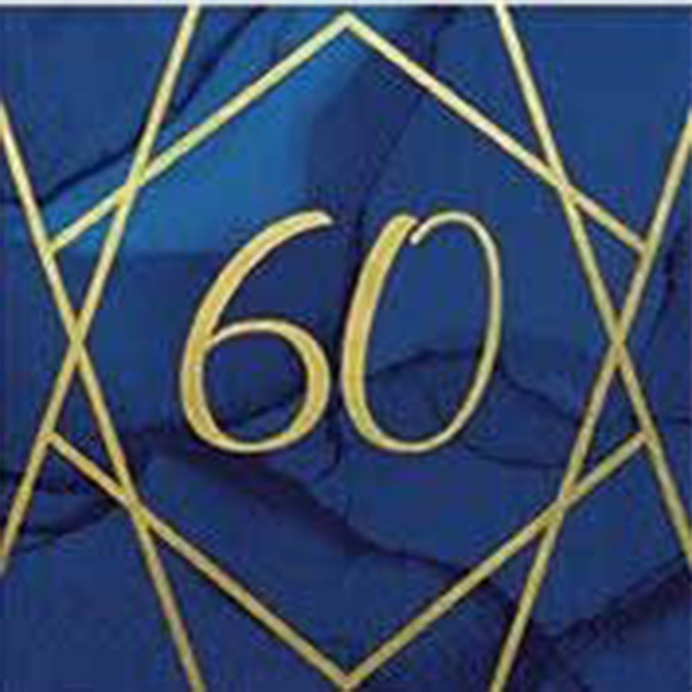 Navy and Gold Geode Lunch Napkins 3 ply Age 60 Foil Stamped