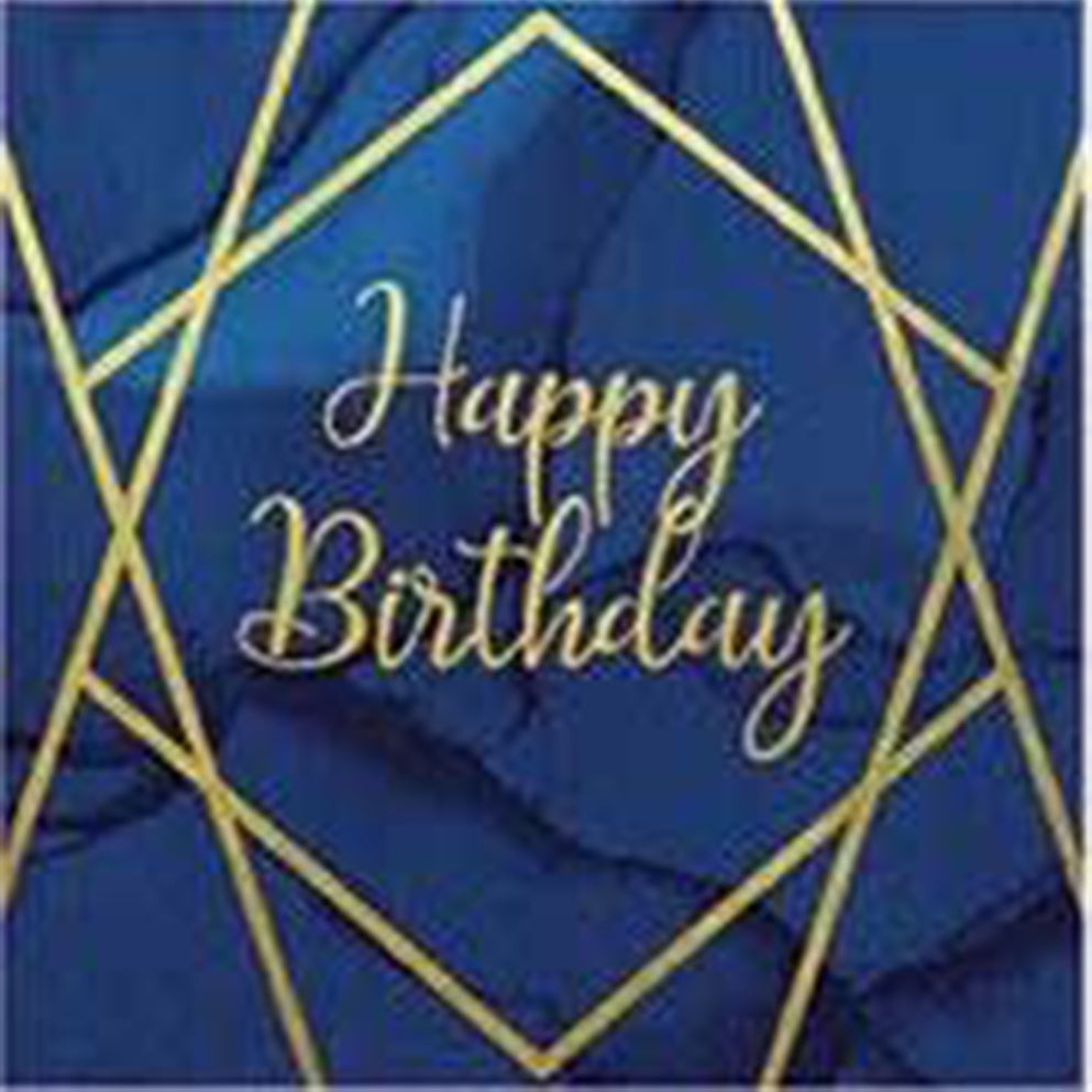 Navy and Gold Geode Lunch Napkins 3 ply Happy Birthday Foil Stamped