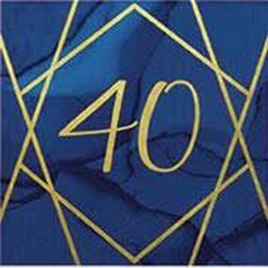 Navy and Gold Geode Lunch Napkins 3 ply Age 40 Foil Stamped