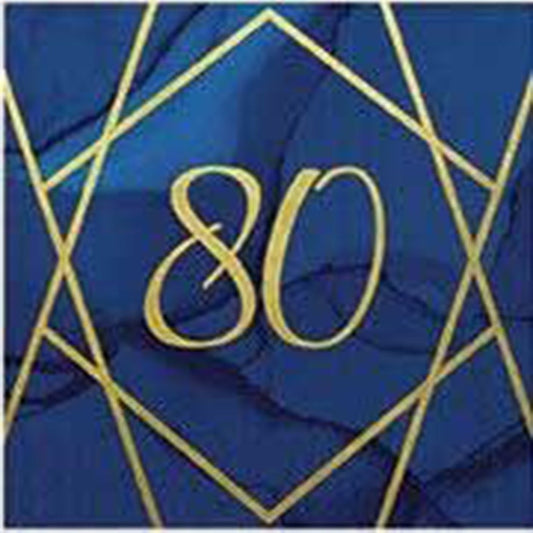 Navy and Gold Geode Lunch Napkins 3 ply Age 80 Foil Stamped