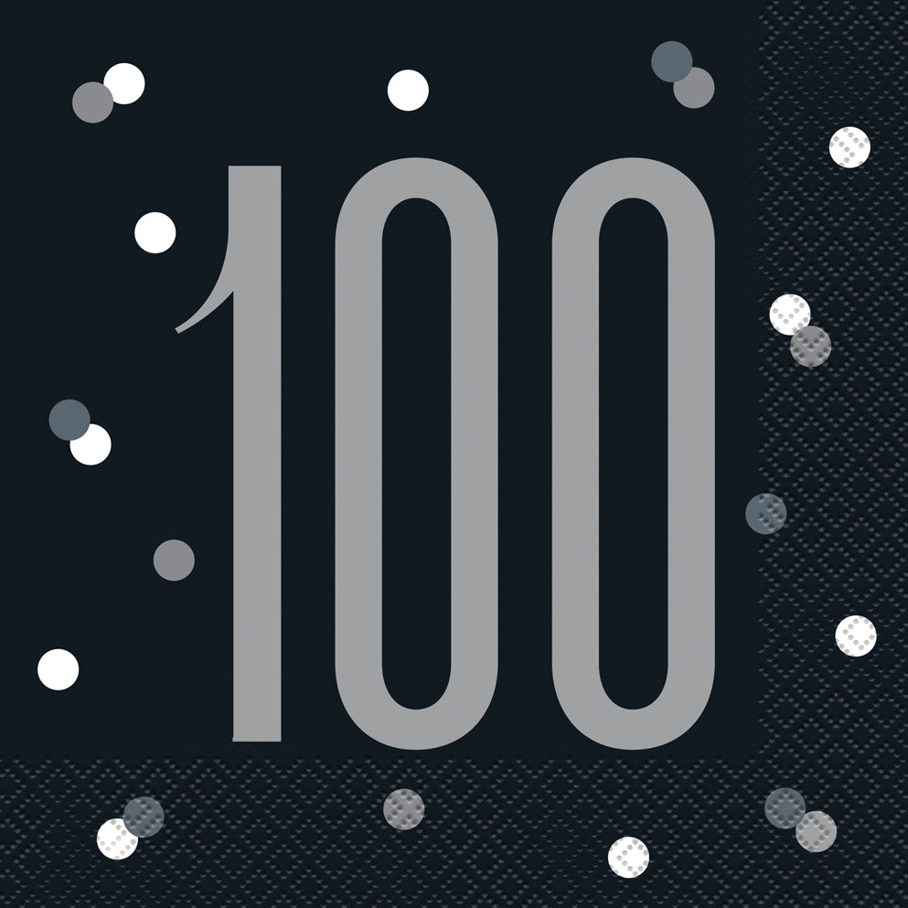 Black & Silver Luncheon Napkins 100th
