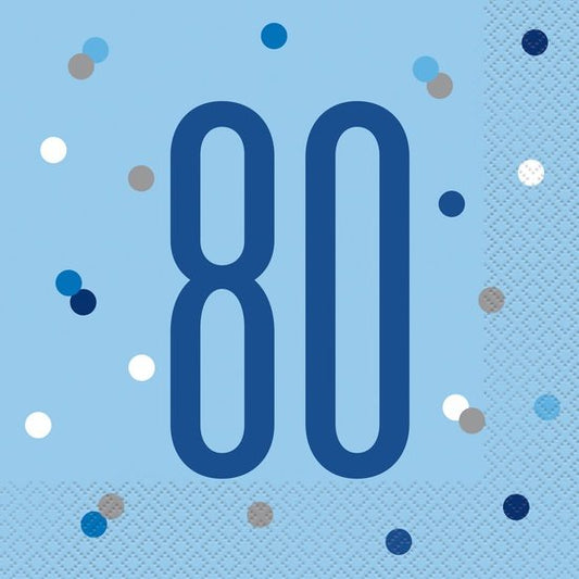Blue & Silver Luncheon Napkins 80th