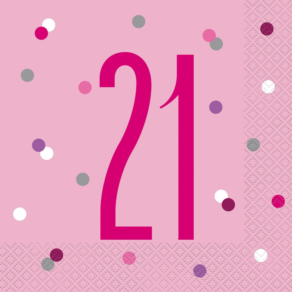 Pink & Silver Luncheon Napkins 21st