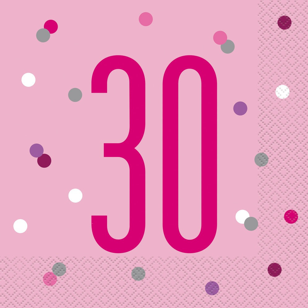 Pink & Silver Luncheon Napkins 30th
