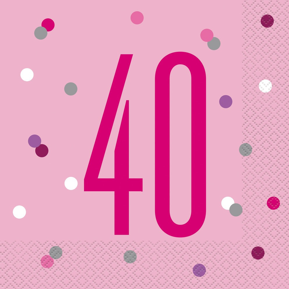 Pink & Silver Luncheon Napkins 40th