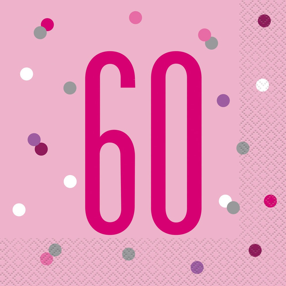 Pink & Silver Luncheon Napkins 60th