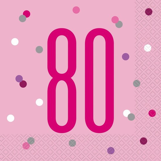 Pink & Silver Luncheon Napkins 80th