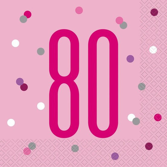 Pink & Silver Luncheon Napkins 80th