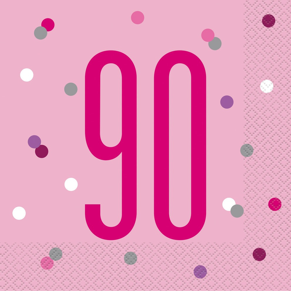 Pink & Silver Luncheon Napkins 90th