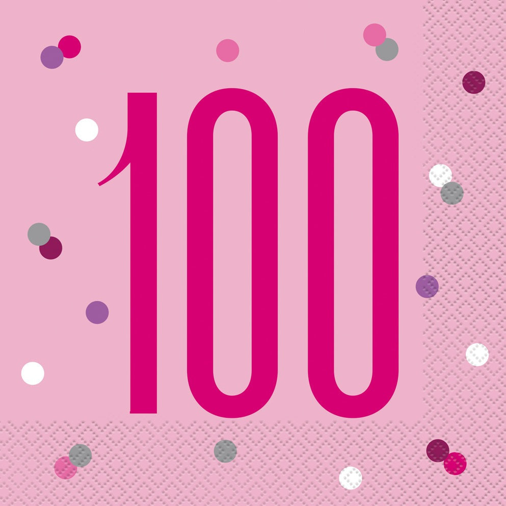 Pink & Silver Luncheon Napkins 100th