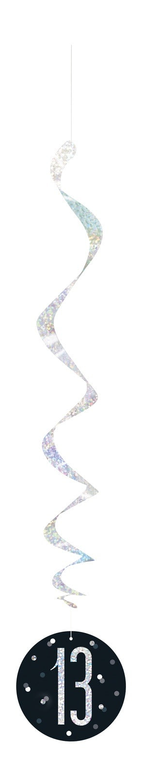 Black & Silver Hanging Swirls 13th