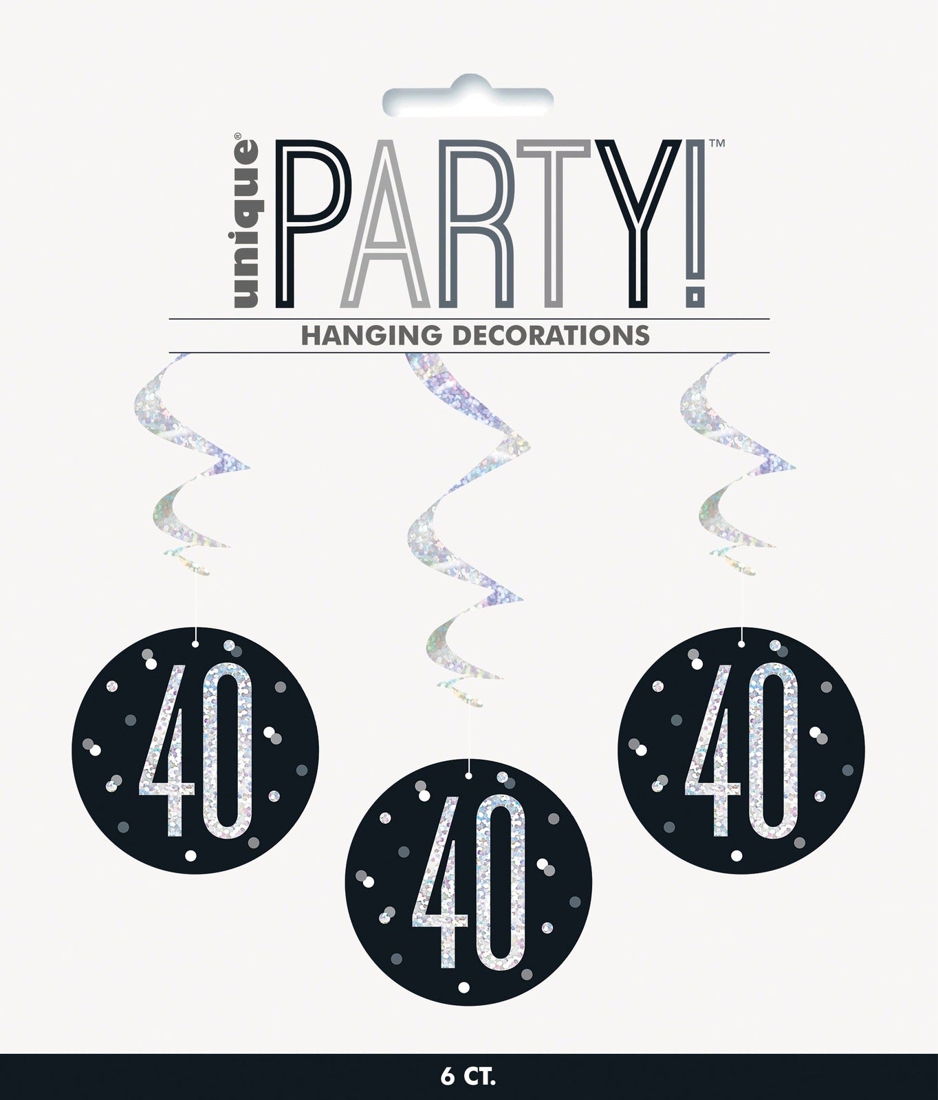 Black & Silver Hanging Swirls 40th