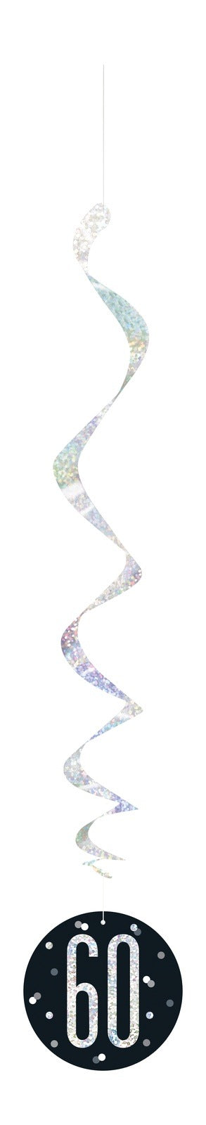Black & Silver Hanging Swirls 60th
