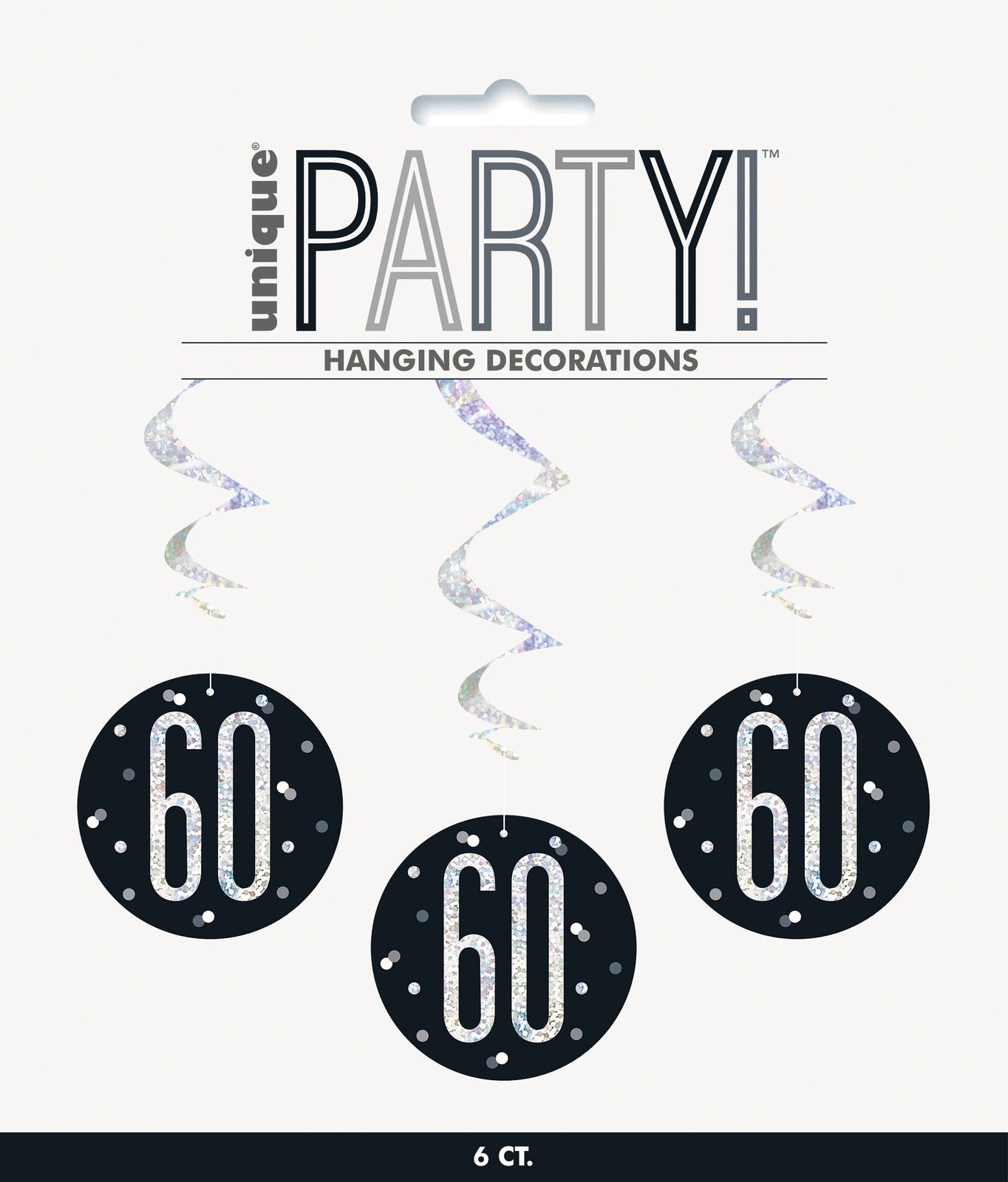 Black & Silver Hanging Swirls 60th