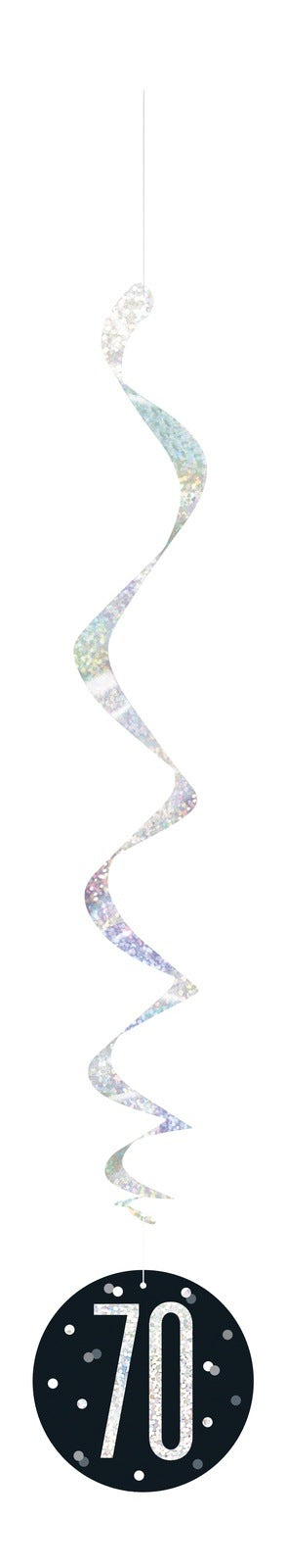 Black & Silver Hanging Swirls 70th