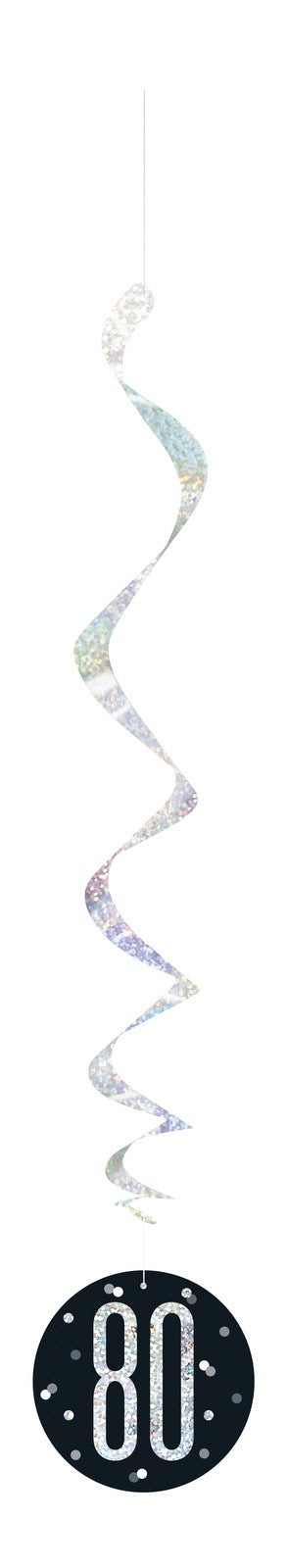 Black & Silver Hanging Swirls 80th