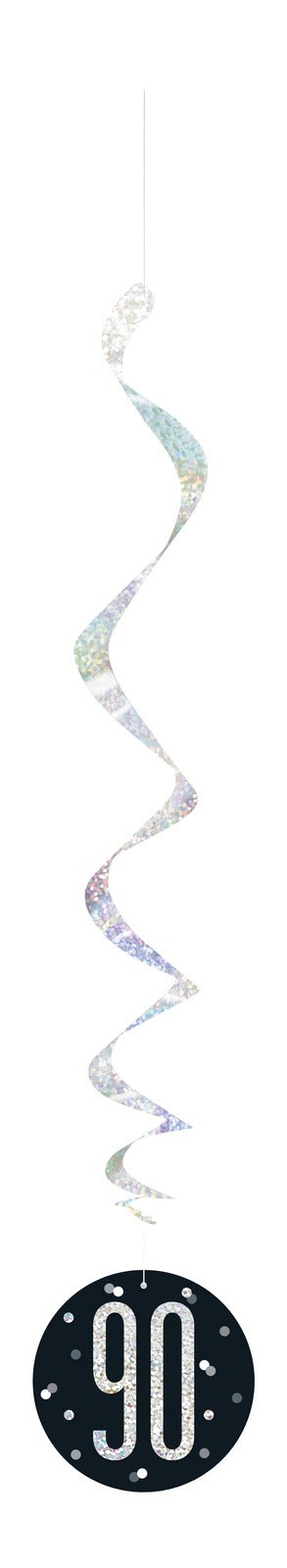 Black & Silver Hanging Swirls 90th