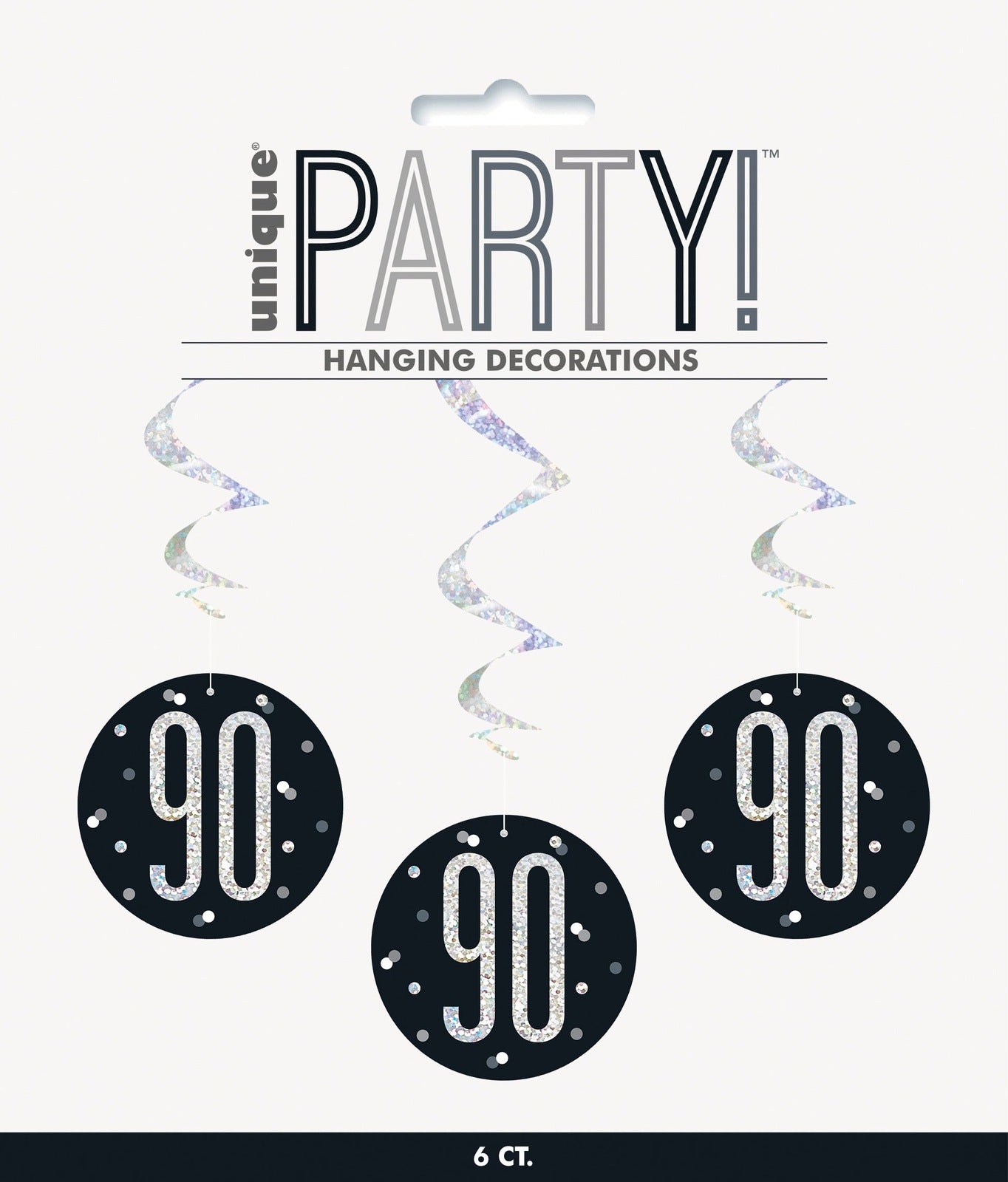 Black & Silver Hanging Swirls 90th