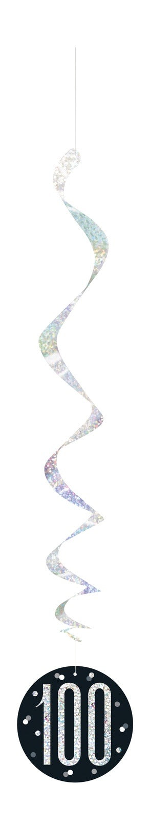 Black & Silver Hanging Swirls 100th