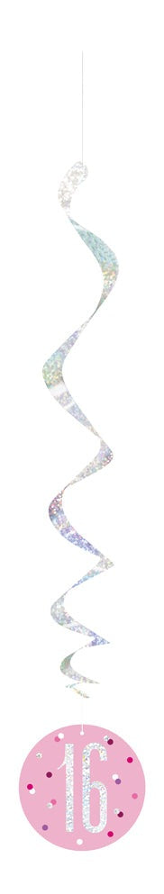 Pink & Silver Hanging Swirls 16th