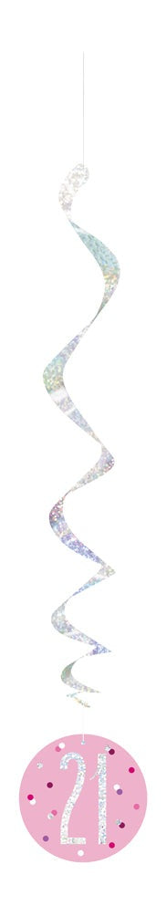 Pink & Silver Hanging Swirls 21st