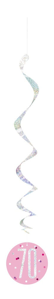 Pink & Silver Hanging Swirls 70th