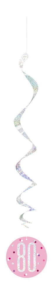 Pink & Silver Hanging Swirls 80th
