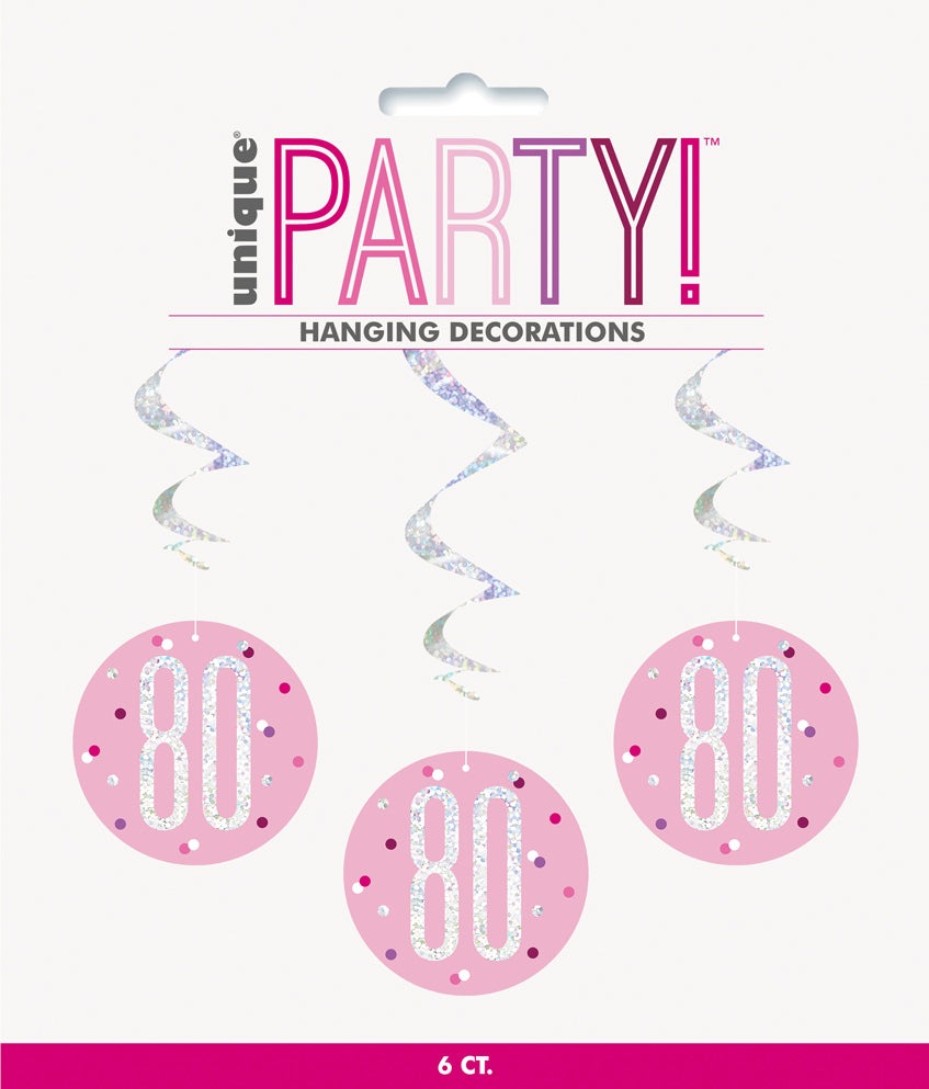 Pink & Silver Hanging Swirls 80th