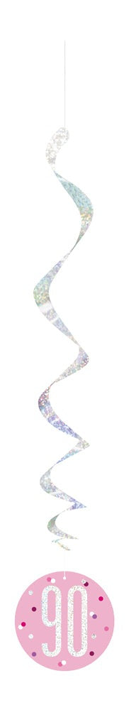 Pink & Silver Hanging Swirls 90th
