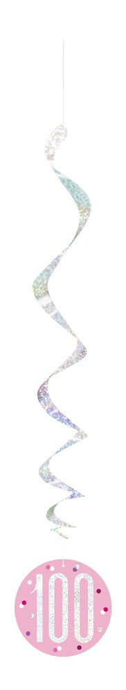 Pink & Silver Hanging Swirls 100th
