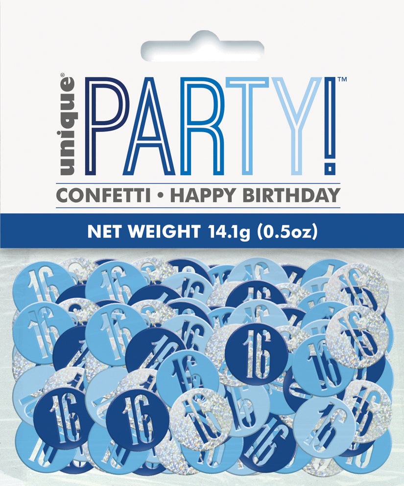 Blue Number 16 Confetti