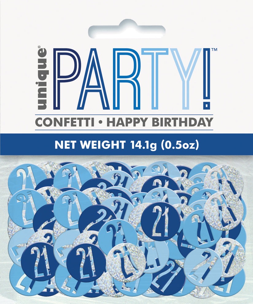 Blue Number 21 Confetti