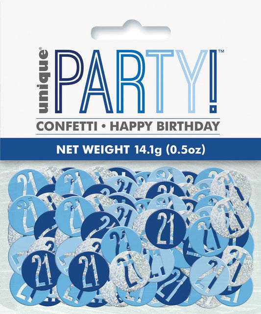 Blue Number 21 Confetti