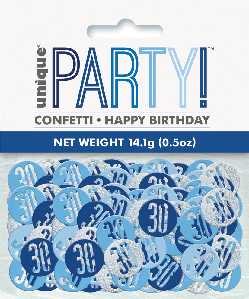 Blue Number 30 Confetti