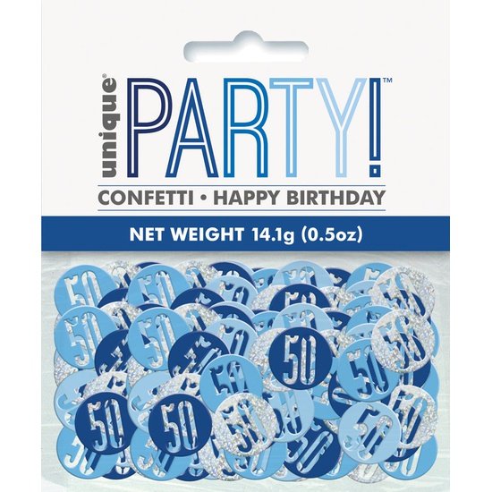 Blue Number 50 Confetti