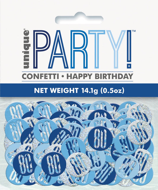 Blue Number 80 Confetti