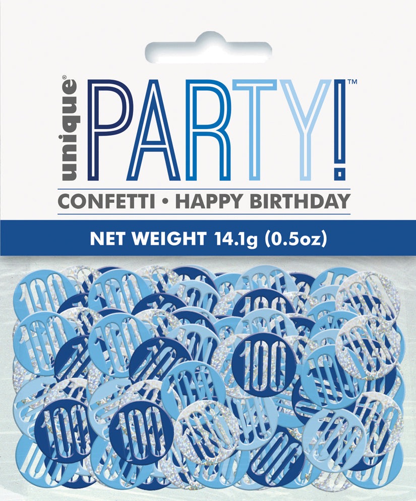 Blue Number 100 Confetti