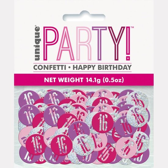 Pink Number 16 Confetti