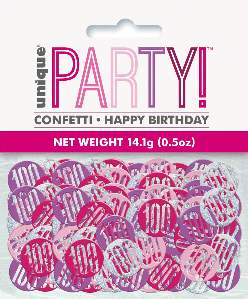 Pink Number 100 Confetti