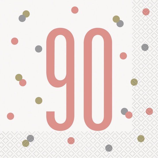 Rose Gold & Silver Luncheon Napkins 90th