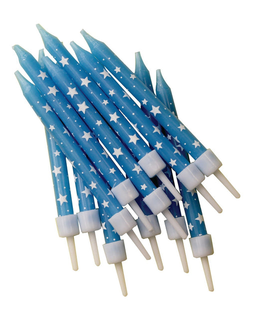 Blue Star Candles & Holders Birthday Party Cake Topper Decoration