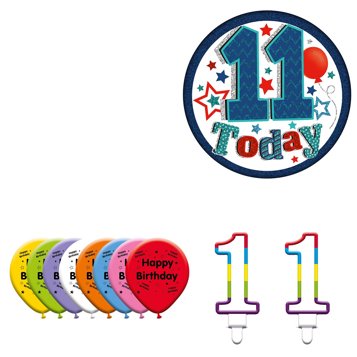 Various Designs Bundle F Balloon, Candle, Badge Ages 1 to 80