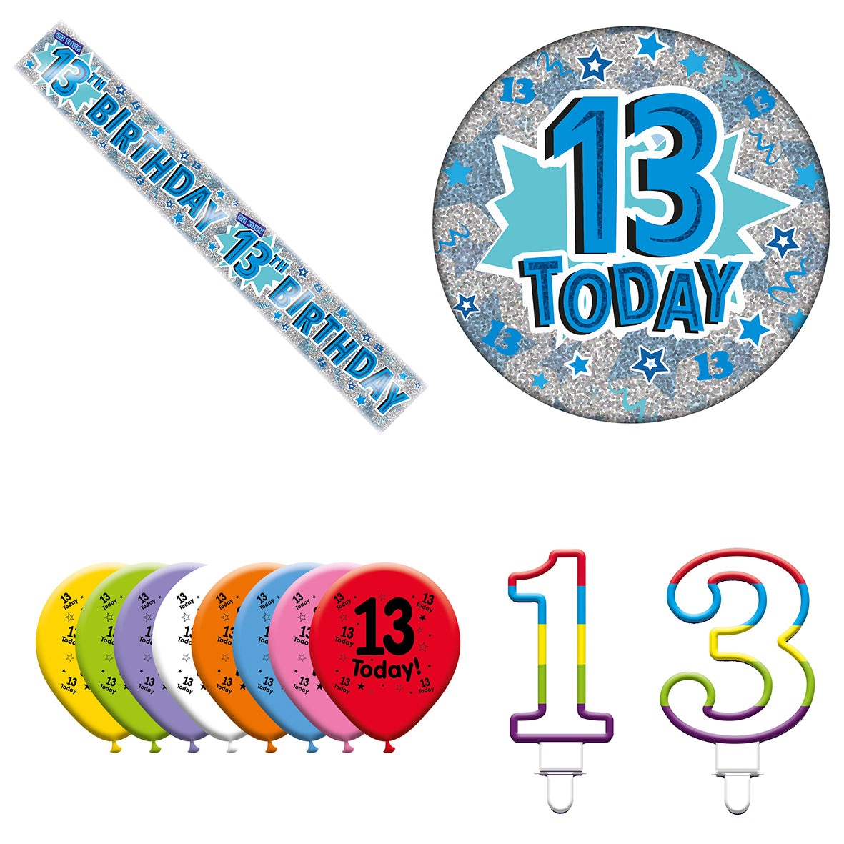 Various Designs Bundle J Banner, Balloon, Candle, Badge Ages 1 to 80
