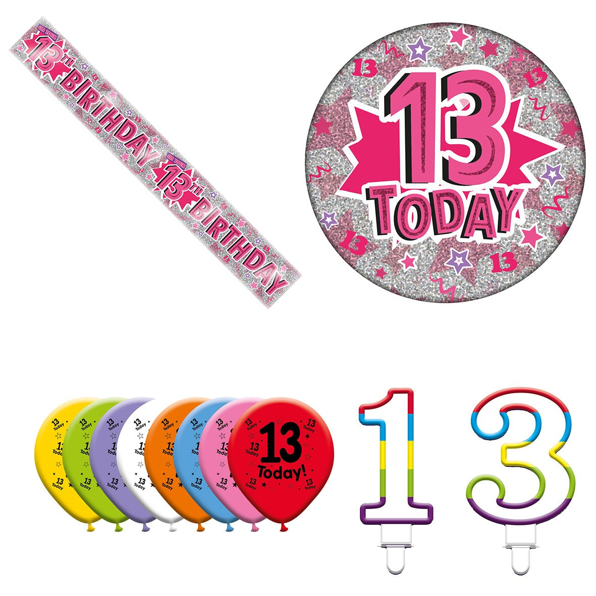 Various Designs Bundle J Banner, Balloon, Candle, Badge Ages 1 to 80