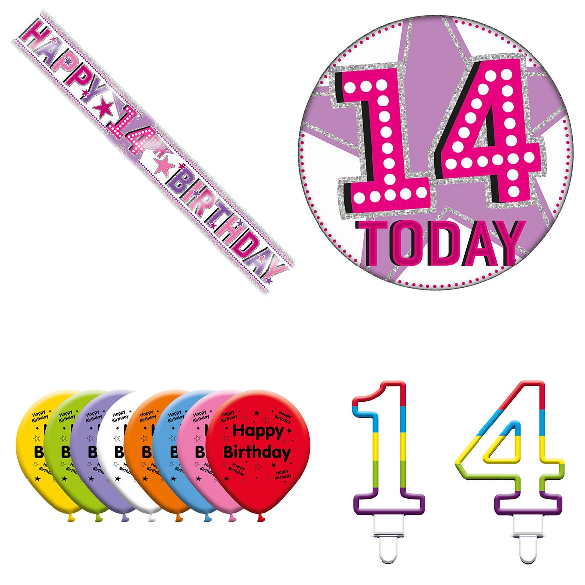 Various Designs Bundle J Banner, Balloon, Candle, Badge Ages 1 to 80