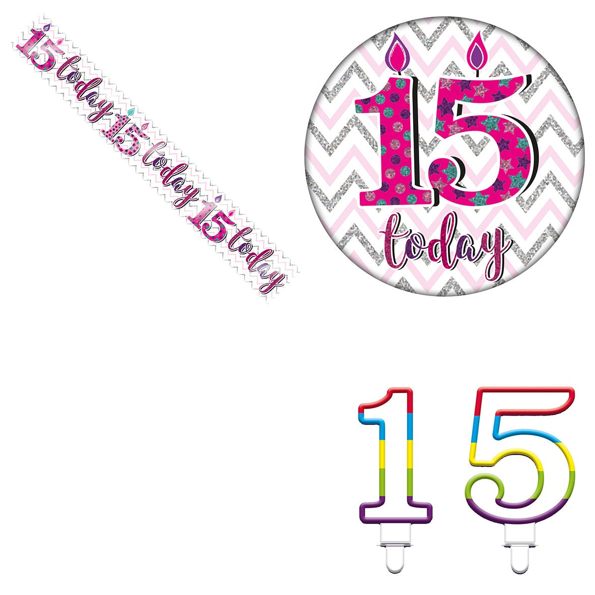Various Designs Bundle L Banner, Candle, Badge Ages 1 to 80