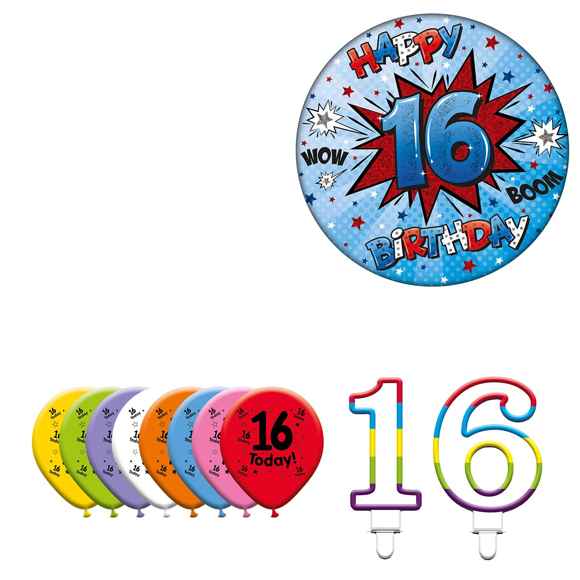 Various Designs Bundle F Balloon, Candle, Badge Ages 1 to 80