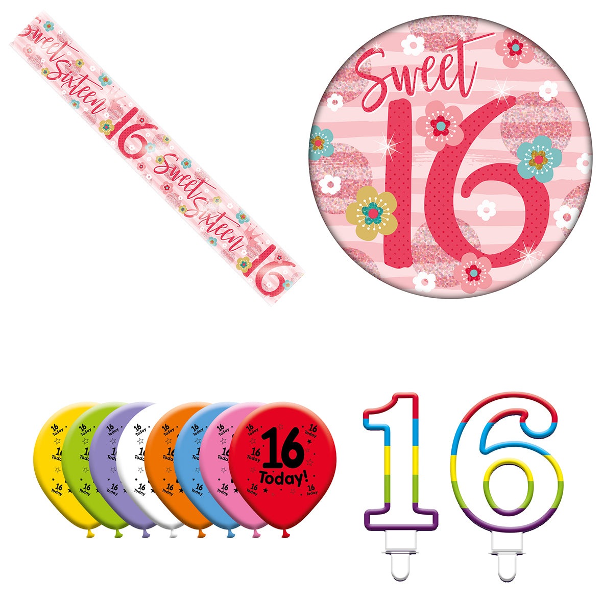 Various Designs Bundle J Banner, Balloon, Candle, Badge Ages 1 to 80