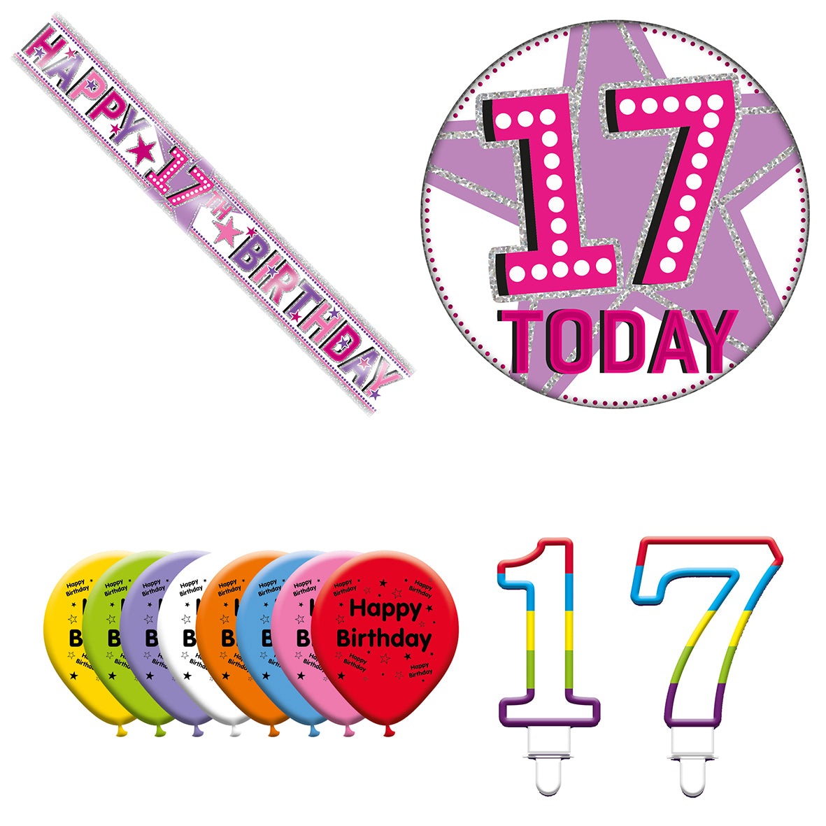 Various Designs Bundle J Banner, Balloon, Candle, Badge Ages 1 to 80