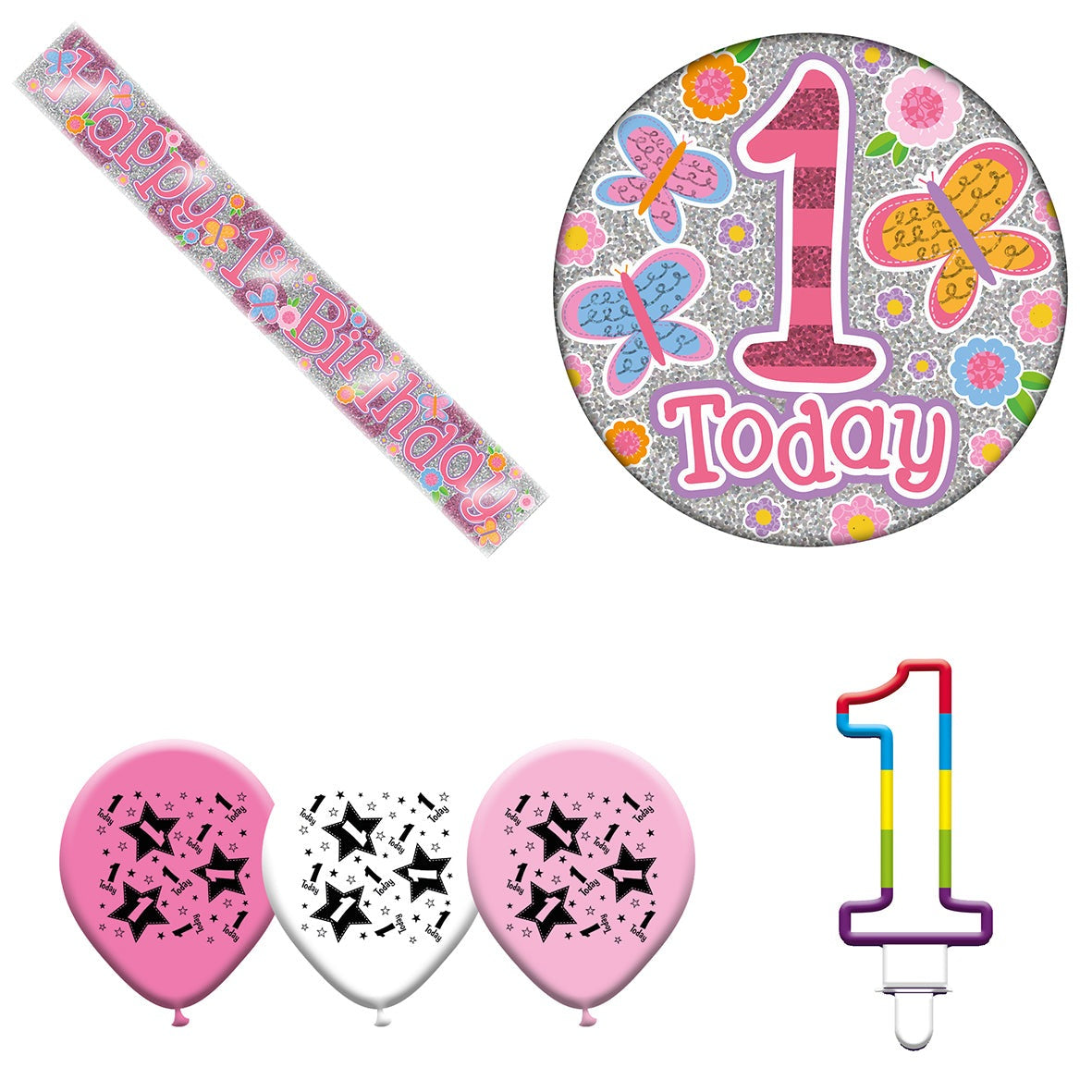 Various Designs Bundle J Banner, Balloon, Candle, Badge Ages 1 to 80